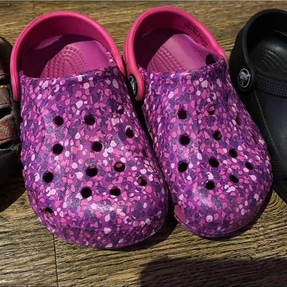 purple camo crocs